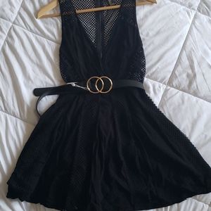 Black lace skater dress